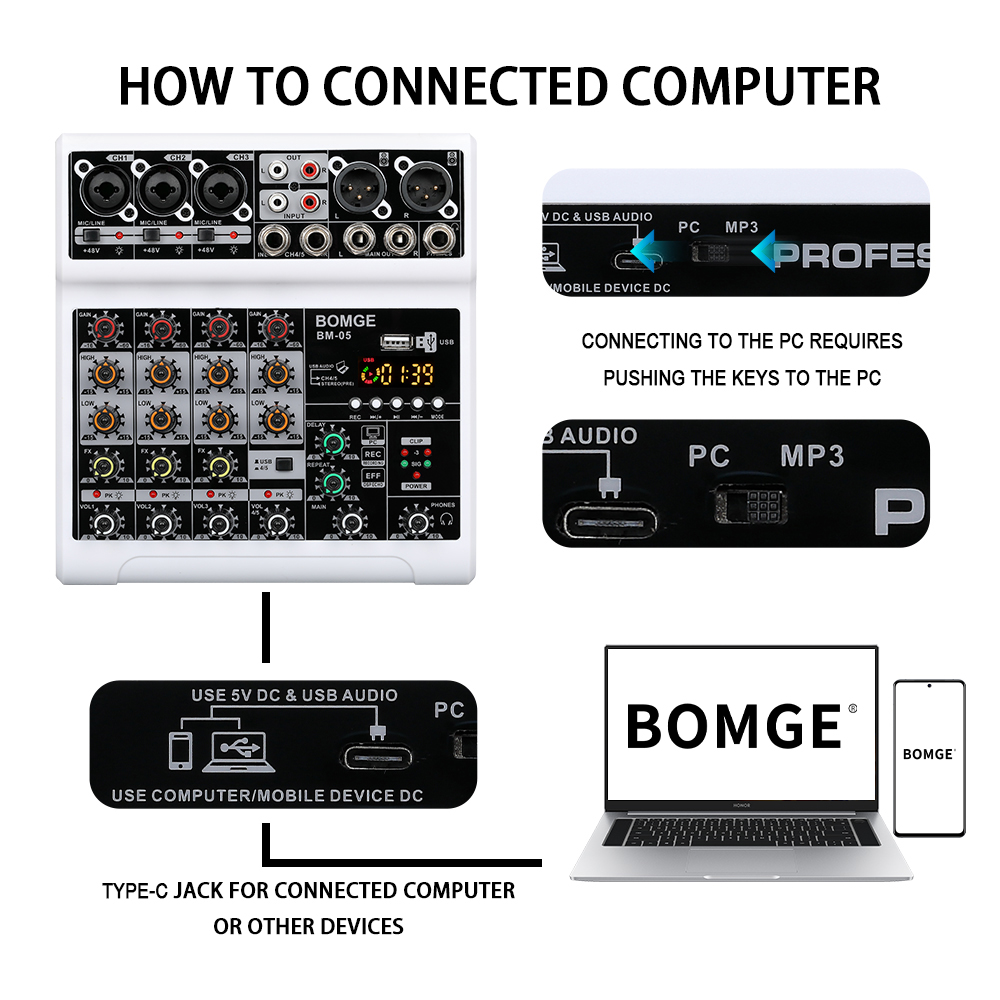 BOMGE 5 channels Audio mixer p - Audio Interface recension och pris